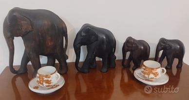 Statuette vintage elefanti artigianali 