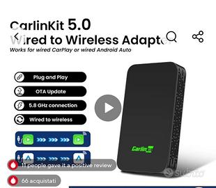 Carlinkit 5.0 adattatore wireless Carplay/Android 