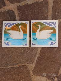 Coppia Mattonelle cigni liberty 15 x 15 