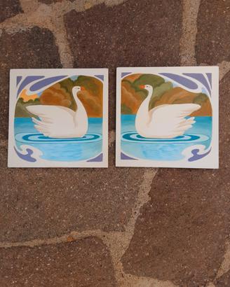 Coppia Mattonelle cigni liberty 15 x 15 