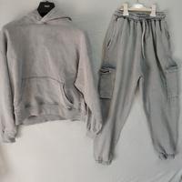 Tuta completa grigia felpa + pantalone cargo 