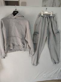 Tuta completa grigia felpa + pantalone cargo 