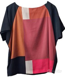 blusa Esprit color block – motivo geometrico – Tag