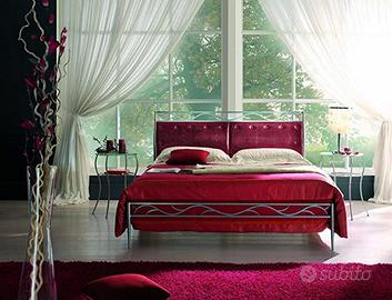 LETTO matrimoniale ferro e ecopelle.