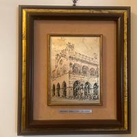 Quadro Piacenza palazzo Gotico lastra argento 800