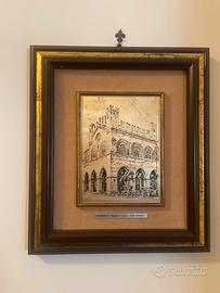 Quadro Piacenza palazzo Gotico lastra argento 800