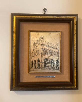 Quadro Piacenza palazzo Gotico lastra argento 800