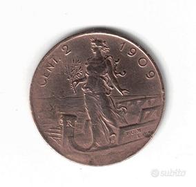 Moneta Italia 2 centesimi, V.Emanuele III, 1909