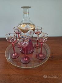 Servizio da liquore vintage anni 50 in vetro Muran
