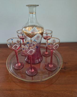 Servizio da liquore vintage anni 50 in vetro Muran