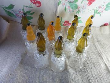 12 campanelle cristallo inciso,resina argento coll