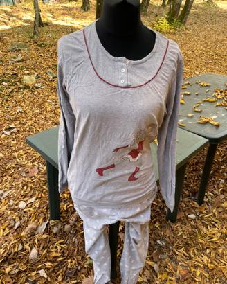 Pigiama invernale donna grigio con pattinatrice