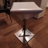 sgabelli coppia acciao e pelle bianca cuciture ner