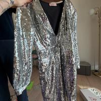 Vestito mini Twinset Milano paillettes argento