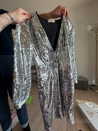 Vestito mini Twinset Milano paillettes argento