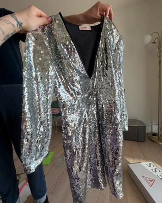 Vestito mini Twinset Milano paillettes argento
