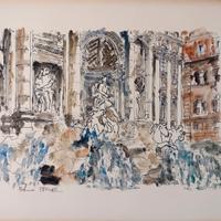 dipinto a mano a china e acquarello di E. Perler