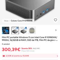 mini pc I9 intel  x  game