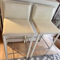 Sgabelli alti pelle bianca