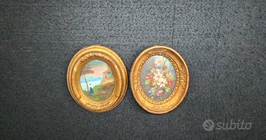 Coppia quadretti miniatura dipinti a mano 