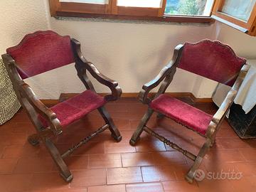 2 Poltrone Antiche in Legno di Noce - Epoca 900