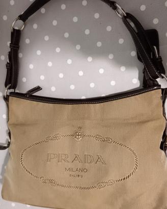 borsa vintage in canvas e pelle prada 