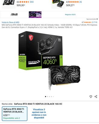 MSI GeForce RTX 4060 TI 2X Black 16 GB GDDR6