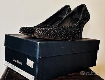 scarpe in tessuto nero laminato 