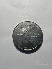 Rara micro moneta “50 Lire” Rep. Italiana 1993