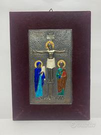 Quadro con placca Crocifissione Ottaviani