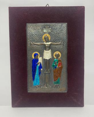 Quadro con placca Crocifissione Ottaviani