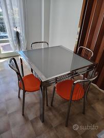 TAVOLO VETRO TEMPERATO + SEDIE