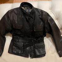 Giacca moto Belstaff in pelle nera anticata