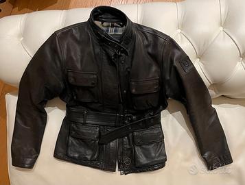 Giacca moto Belstaff in pelle nera anticata