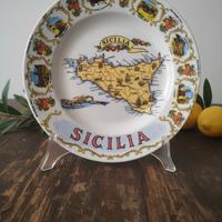 Piatto souvenir Sicilia vintage raro