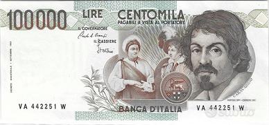 Repubblica Italiana - 100.000 L. Caravaggio 1°tipo
