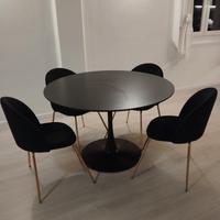 tavolo rotondo nero 120cm e 4 sedie