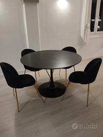 tavolo rotondo nero 120cm e 4 sedie