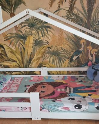 Letti a casetta per bambini con materasso e rete