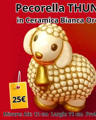 Pecorella THUN Ceramica Bianca Oro