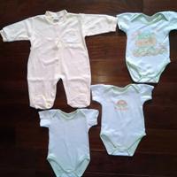 Pagliaccetto neonato giallo 6con tre body 3/6 mesi