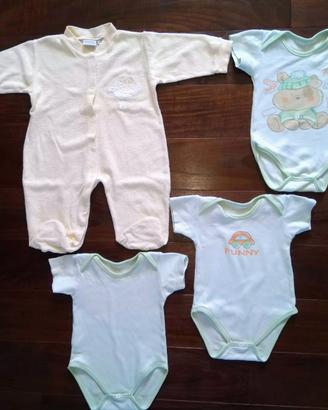 Pagliaccetto neonato giallo 6con tre body 3/6 mesi