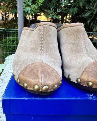 Zoccoli/ sabot pelle e camoscio
