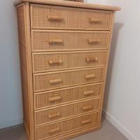 Cassettone settimino bambù e giunco