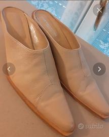 Sabot pelle beige unisex num 41 stile texano