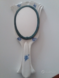 Specchio ceramica primi decenni 900, decori a mano