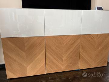 BESTÅ besta mobile ikea con ante, bianco e legno