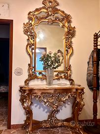 Tavolino in marmo con specchiera stile Barocco