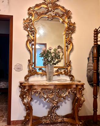 Tavolino in marmo con specchiera stile Barocco