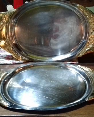 Coppia vassoi vassoio vintage silver plated